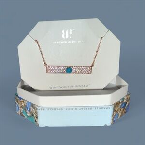 BP Rose Gold Necklace with Blue Accent